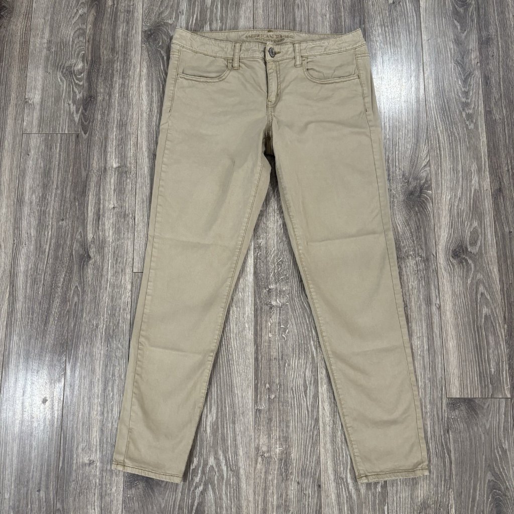 American Eagle Vintage Khaki Jegging Womens 12 Mid Rise Stretch Y2k Tan Retro